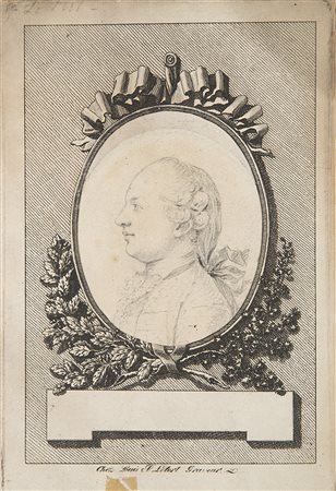 Artista francese del secolo XVIII "Ritratto di gentiluomo di profilo" matita...