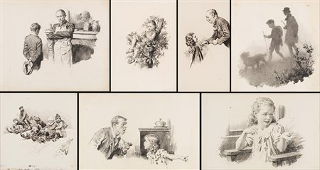 Fortunino Matania (Napoli 1881 - Londra 1963)Gruppo di tredici illustrazioni,...