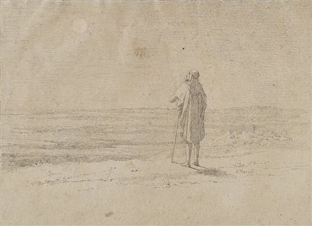 Domenico Morelli (Napoli 1823 - 1901)"Figura orientale" china su carta (mm...