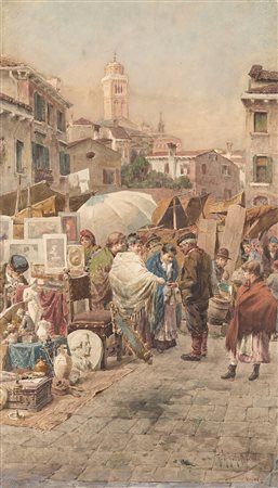Giuseppe Vizzotto Alberti (Oderzo 1862 - Venezia 1931)"Il mercato antiquario,...