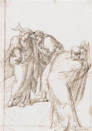 Artista della famiglia Sabatelli "Episodio dalla Divina Commedia" penna e...