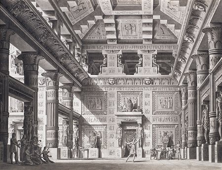 Scenografo degli inizi del secolo XIX "Scenografia Egizia" penna e inchiostro...