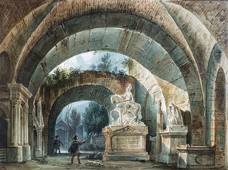 Girolamo Magnani (Borgo San Donnino 1815 - Parma 1889) (attr.) "Scenografia...