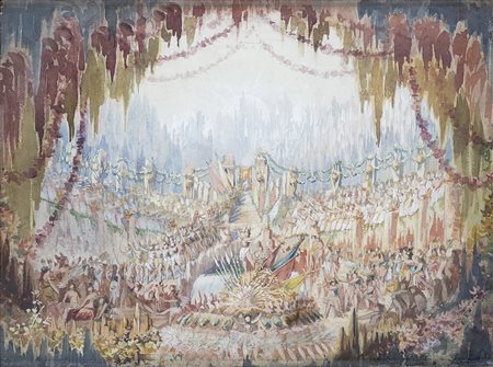 Angelo Parravicini (Milano 1868 - 1925)(attr.) Scenografia riferibile al...