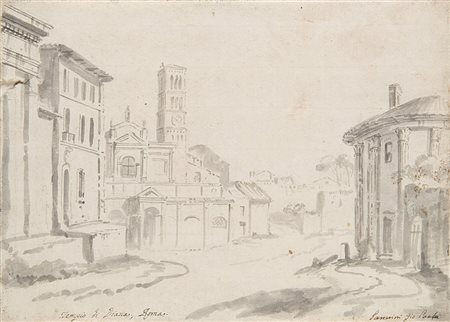 Alessio De Marchis (Napoli 1684 - Urbino 1752)"Tempio di Diana, Roma"...