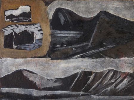 MARIO SIRONI (1885 - 1961) Montagne Seconda metˆ anni '40 Tempera su carta...
