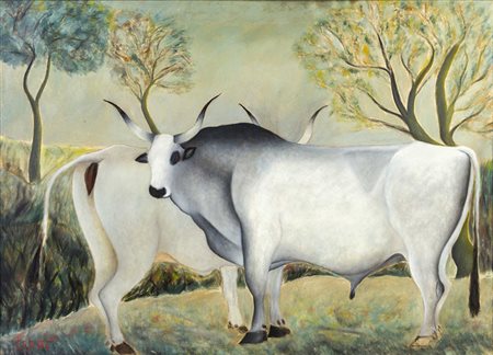 GIUSEPPE CESETTI (1902 - 1990) Senza titolo Anni '40 Olio su tela 70 x 100 cm...