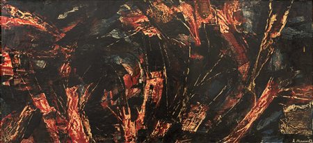 ALVARO MONNINI (1922 - 1987) Senza titolo 1959 Olio su tavola 70 x 153 cm...