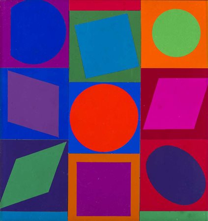 VASARELY VICTOR Kalota-t Tecnica mista con collage su carta 31,5 x 30 cm...
