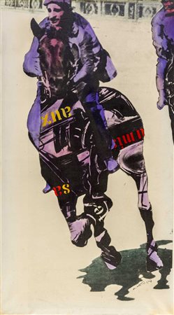 GIANNI BERTINI (1922 - 2010) Un cavallo 1967 Olio e riporto fotografico su...