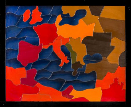 UGO NESPOLO (1941) Il mediterraneo casalingo 1977 Tempera su legno 90 x 110...