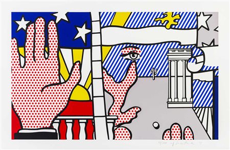 ROY LICHTENSTEIN (1923 - 1997) Inaugural print 1977 Serigrafia a 5 colori su...