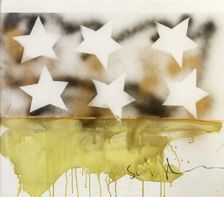 MARIO SCHIFANO (1934 - 1998) Senza titolo 1974-1976 Smalto e spray su tela 70...