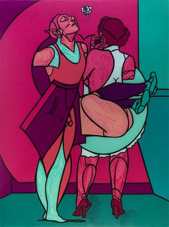 VALERIO ADAMI (1935) Rosenkavalier - studio Acrilico su tela 130 x 97 cm...