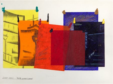 ALDO MONDINO (1938-2005) (XVIII Arr.) Notte americana acrilico e tecnica...