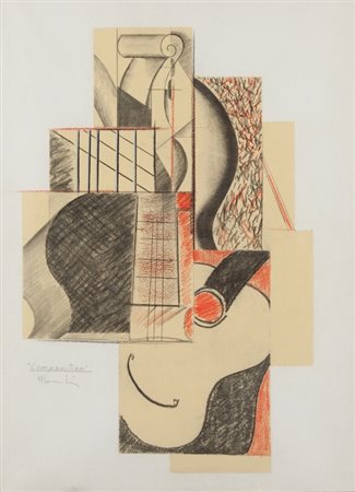 ALDO MONDINO (1938-2005) Composition tecnica mista su carta cm 74x55firmato e...