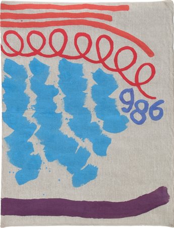 GIORGIO GRIFFA (1936-) Tre linee con arabesco 986 1993acrilico su tela cm...