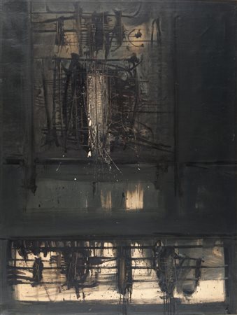 EMILIO SCANAVINO (1922-1986) Immagine 1957olio su tela cm 117x90firmato e...