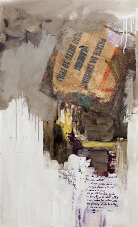 BIASIO GIUSEPPE (1928-) Lettera de Poeta 2010olio, carta e tela di juta su...