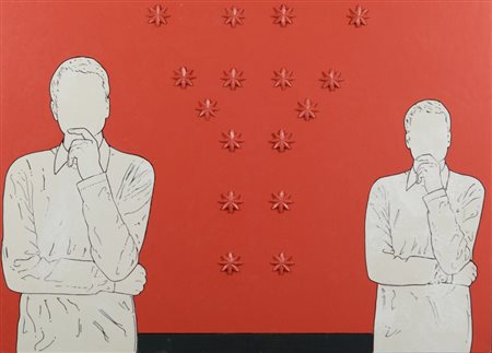 RENATO MAMBOR (1936-2014) Renato pensieroso 2006tecnica mista su tela...