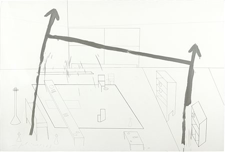 MIMMO PALADINO (1948-) Otel 1987collage e tecnica mista su carta cm...