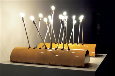 MANFREDO MASSIRONI (1937-) M S, M G 1969motore, cilindro di metallo e lampade...