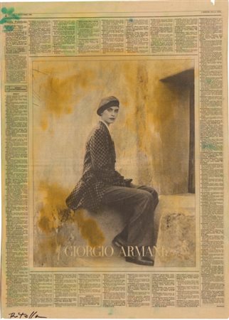 MIMMO ROTELLA (1918-2006) Aspettando 1990sovrapittura su foglio intelato cm...