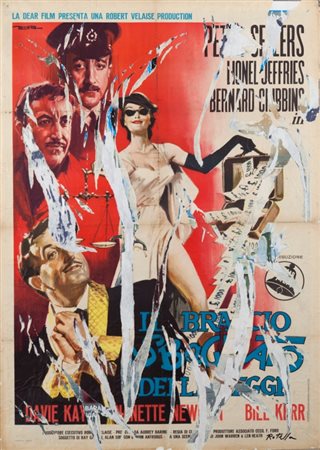 MIMMO ROTELLA (1918-2006) La legge 2003 décollage su tela cm 139x100firmato...