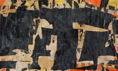 MIMMO ROTELLA (1918-2006) Senza titolo tecnica mista e decollage su...