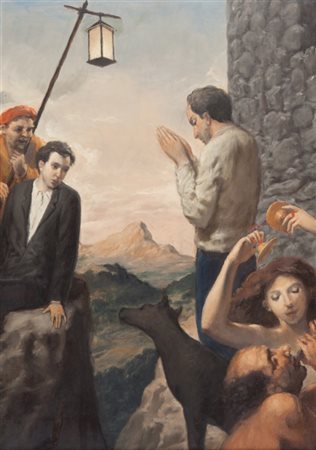 STEFANO DI STASIO (1948-) Preghiera fra le città 1988olio su tela cm...