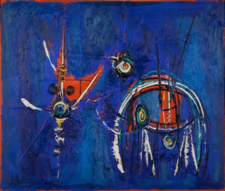 ROBERTO CRIPPA (1921-1972) Composizione 1955olio su masonite cm 73x87firmato...