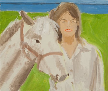 KATZ ALEX (1927-) Jean and Mare 1976olio su tavola cm 30x35firmato e datato...