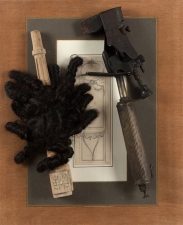 DANIEL SPOERRI (1930-) Le perruque en danger 1993 materiale vario su carta...