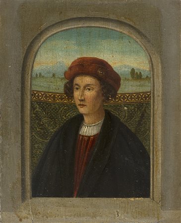 Seguace di Hans Memling, secolo XVIIRitratto di gentiluomo in un...