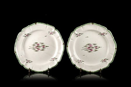 Manifattura di Pasquale Rubati, Milano, 1770/1790. Due piatti piani in...