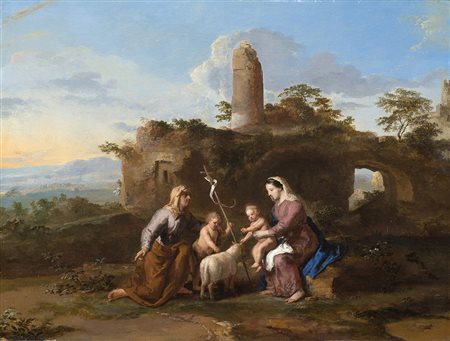 Cornelis Van Poelenburgh (Utrecht 1594 - Utrecht 1667)(attr.)Madonna con...