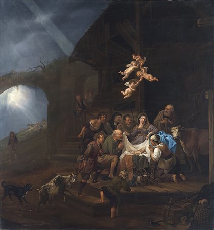 Francois Verwilt (Rotterdam 1620 - 1691)L'adorazione dei Pastoriolio su tela...