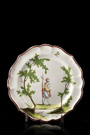 Manifattura di Felice Clerici, Milano 1756/80. Piatto polilobato in maiolica...