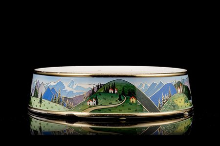 Lenci Scatola Viberti in ceramica formata a colaggio e smaltata in policromia...