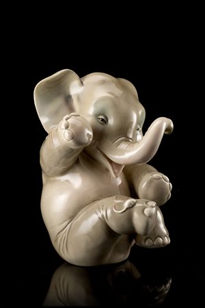 Helen Konig Scavini (Torino 1886 - 1974) "Elefante con topolino" Ceramica...