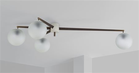 ANGELO LELII Una lampada a plafone per ARREDOLUCE, anni '50. Ottone,...