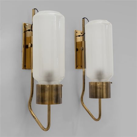 LUIGI CACCIA DOMINIONIDue lampade a parete 'LP 10' per AZUCENA, 1958. Ottone,...