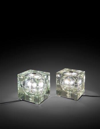 ALESSANDRO MENDINI Due lampade da tavolo 'Cubosfera' per FIDENZA VETRARIA,...
