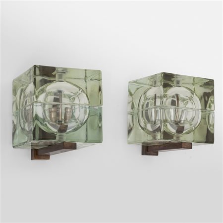 ALESSANDRO MENDINI Due lampade da parete 'Cubosfera' per FIDENZA VETRARIA,...