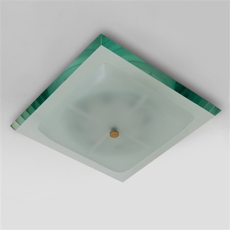 FONANA ARTE Una lampada a plafone "1990", circa 1961. Cristallo satinato,...