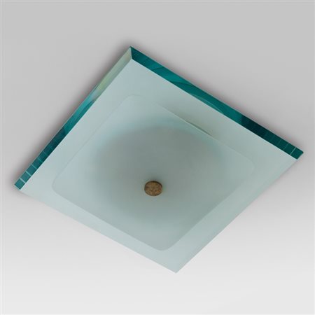 FONTANA ARTE Una lampada a plafone "1990/0", circa 1964. Cristallo satinato,...