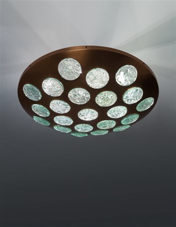 MAX INGRANDUna grande plafoniera, modello "2416/1", circa 1966. Rame,...