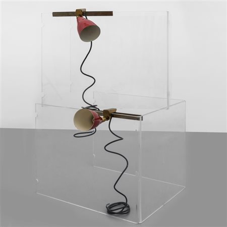 ANGELO OSTUNI Due lampade a morsetto per O-LUCE, anni '50. Ottone, alluminio...