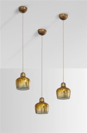 ALVAR AALTO Tre lampade a sospensione 'A 330' ('Golden Bell') per ARTEK, anni...