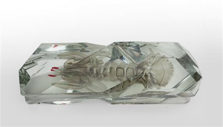 ALFREDO BARBINIUn acquario con cicala di mare in cristallo lavorato alla...